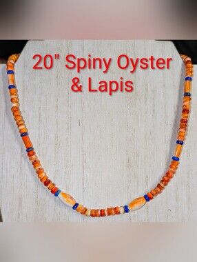 Handcrafted Bright Spiny Oyster & Lapis Necklace
